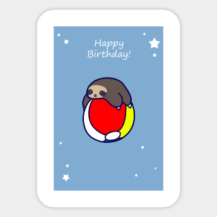 Happy Birthday Beach Ball Sloth Sticker